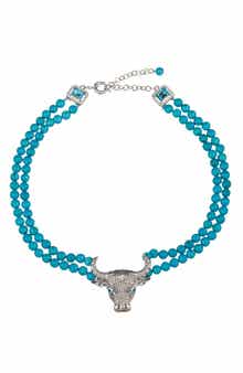 EYE CANDY LOS ANGELES Tara Bull's Head Agate Beaded Necklace
