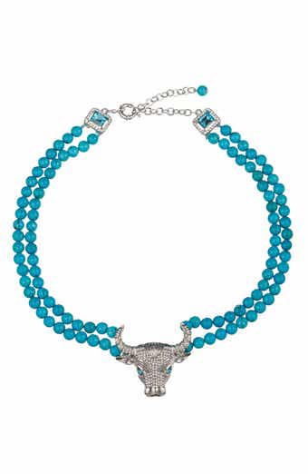 EYE CANDY LOS ANGELES Tara Bull's Head Agate Beaded Necklace