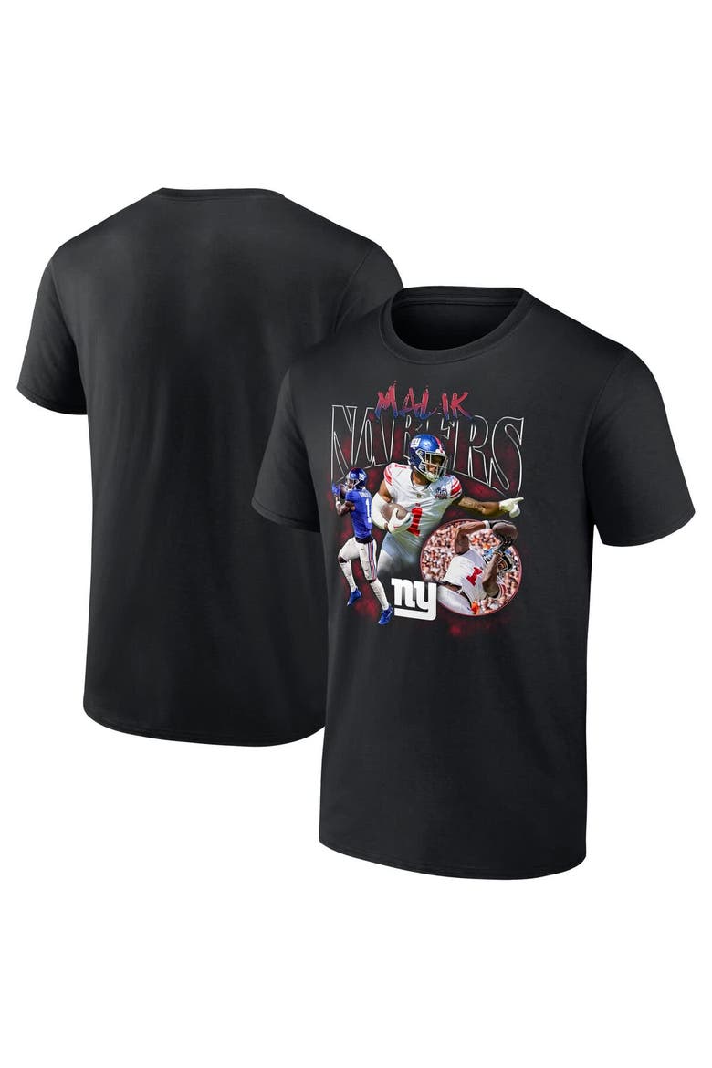 Men's Fanatics Malik Nabers Black New York Giants Notorious Player Graphic T-Shirt, Main, color, Black