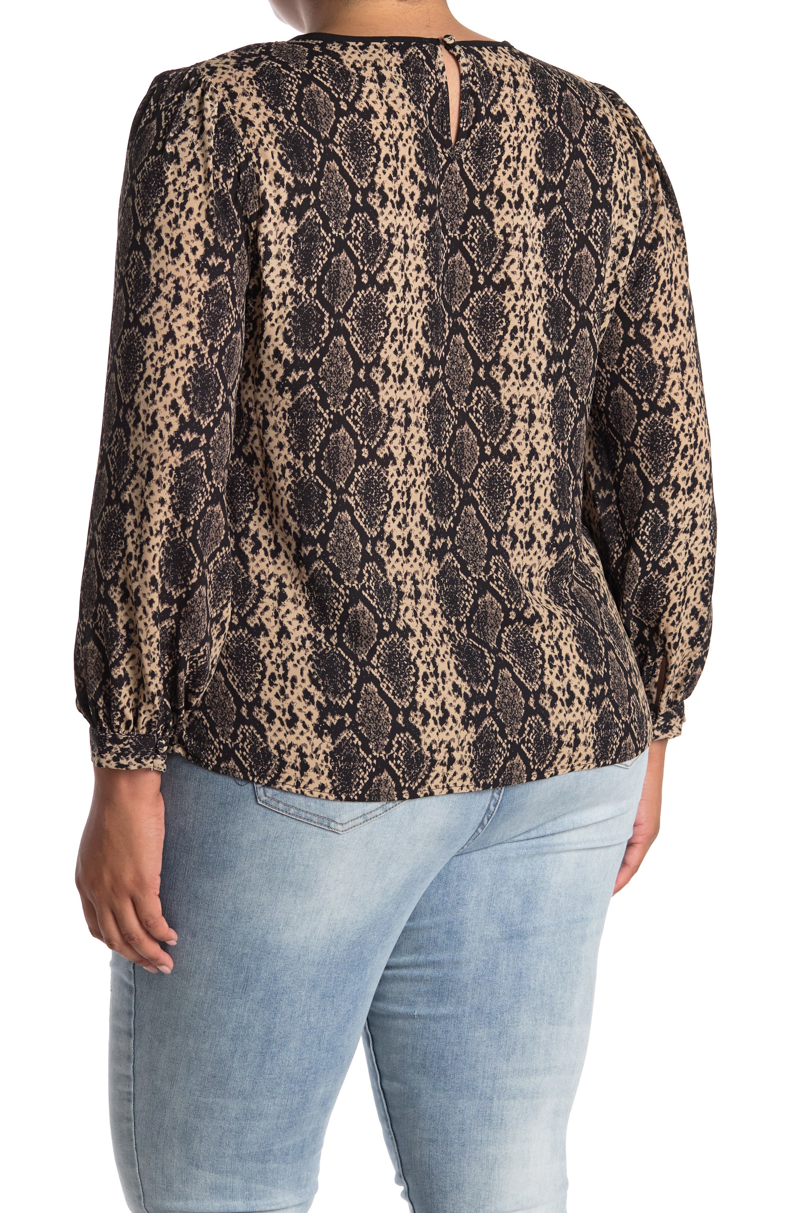Vince Camuto Long Sleeve Lace Yoke Snake Print Blouse (Women ...