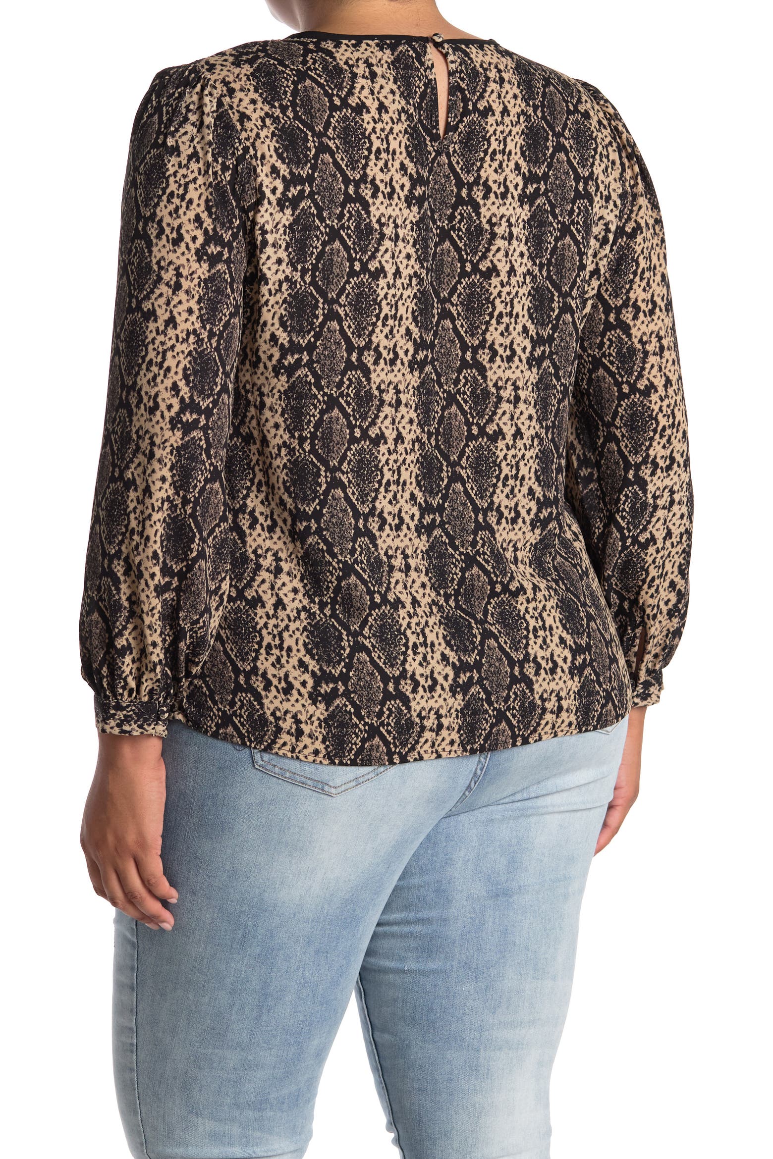 Snake Curtains Vince Camuto Long Sleeve Lace Yoke Snake Print Blouse (Women ...