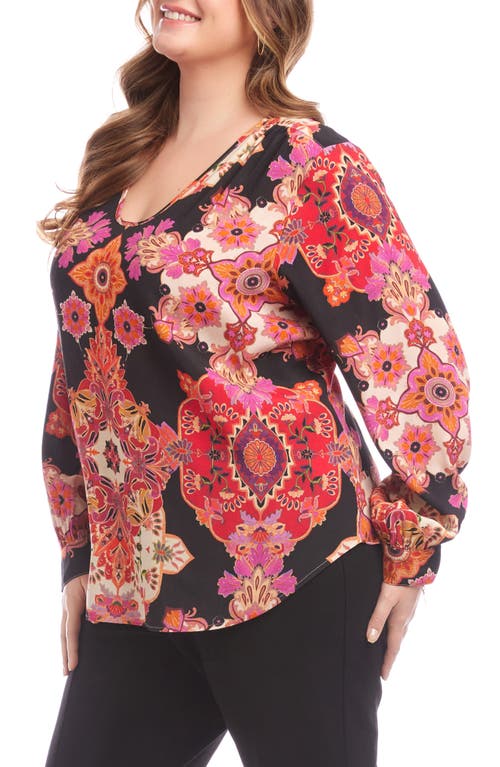 Karen Kane Printed Scoop Neck Top In Multi