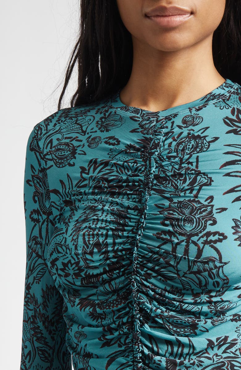 Ulla Johnson Asha Ruched Top, Alternate, color, Ocean Flora