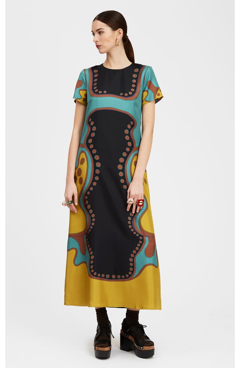 La DoubleJ Swing Dress, Main, color, Spritz Placée Black