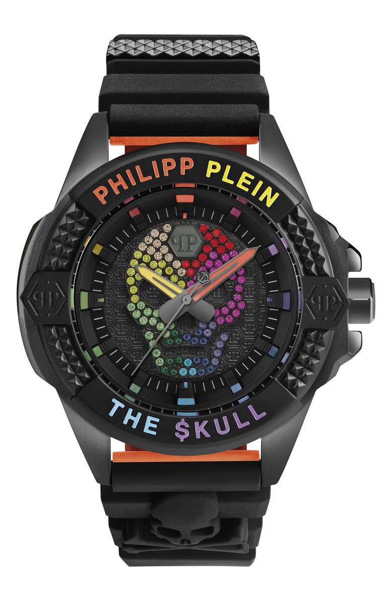PHILIPP PLEIN The $kull Silicone Strap Watch, 44mm, Main, color, 