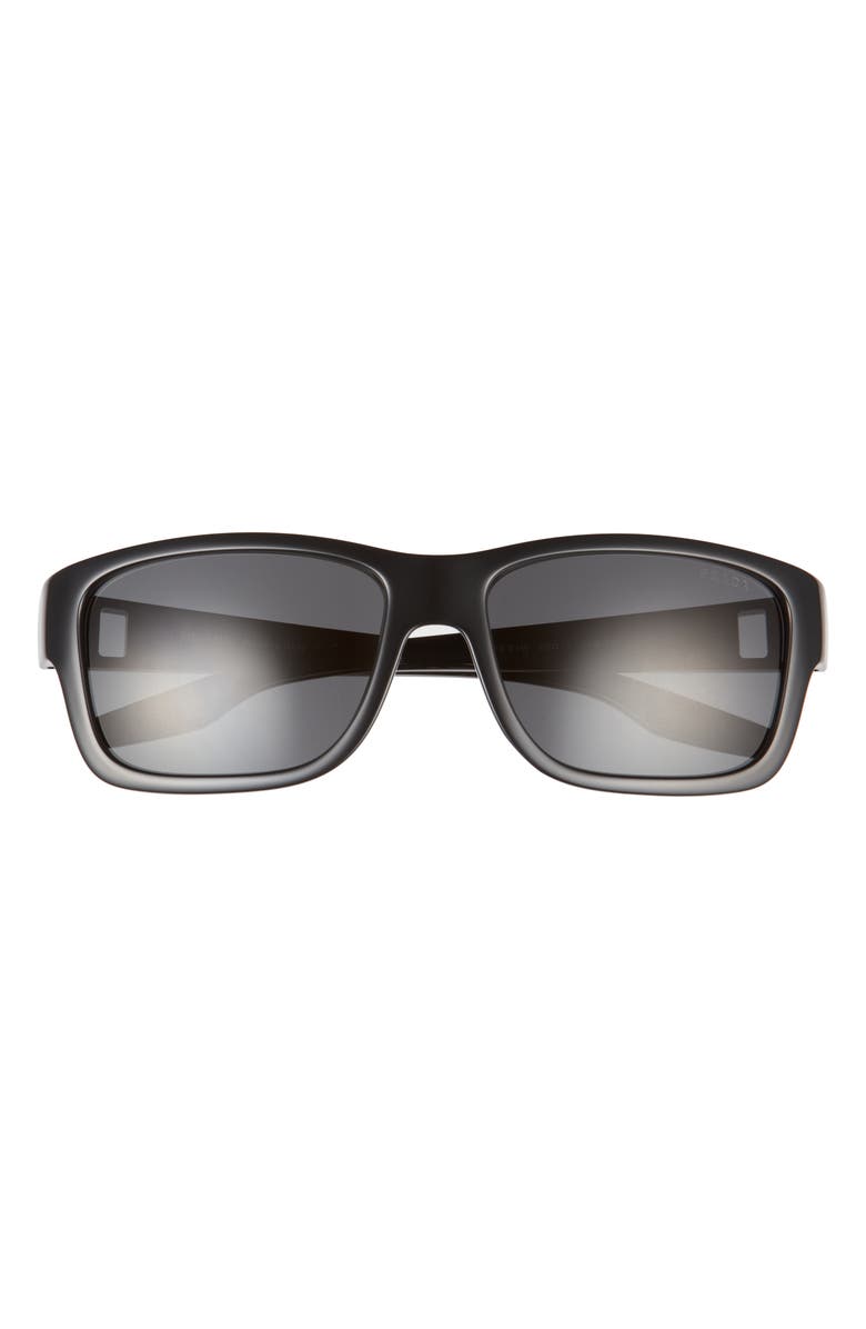 Prada Linea Rossa Prada Pillow 59mm Sunglasses, Main, color, Black/ Dark Grey Hydrophobic