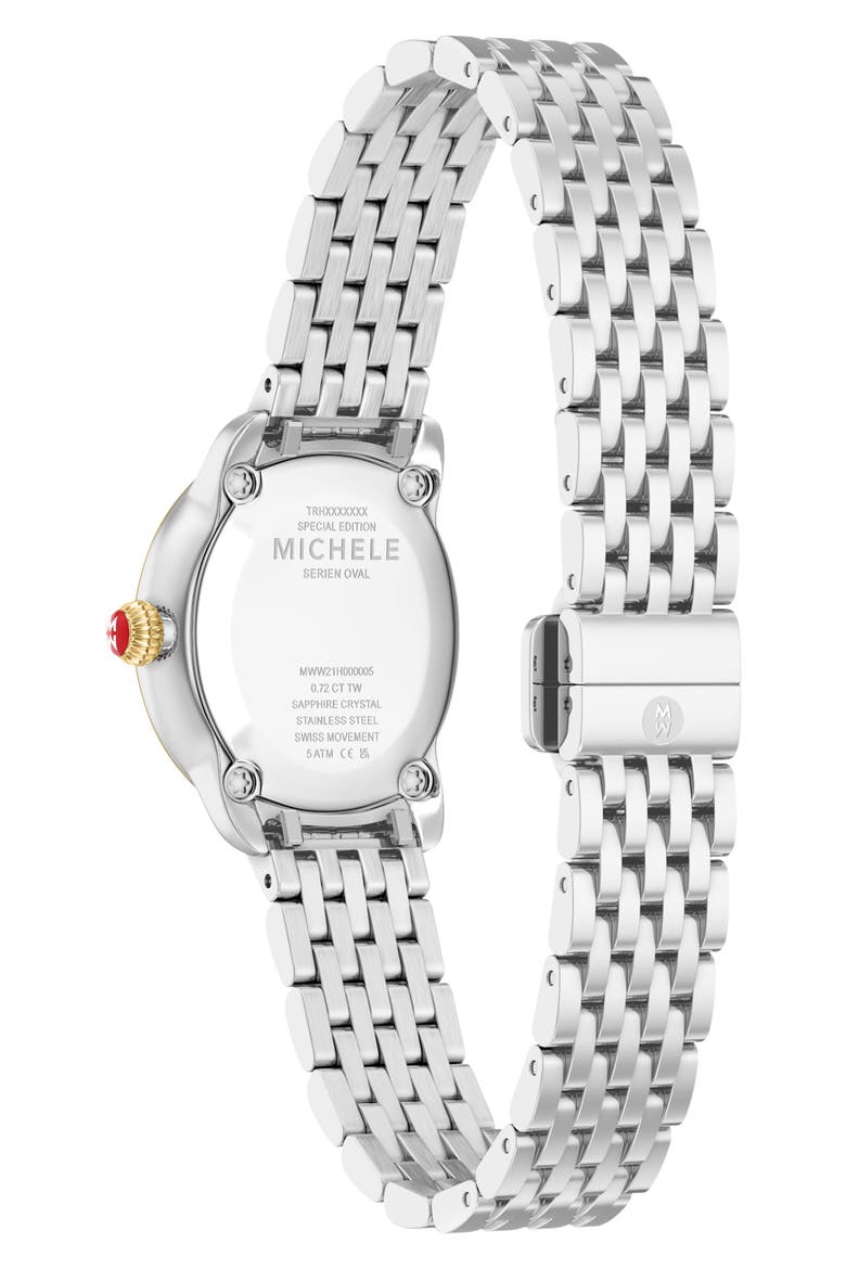Serein Oval Noir Gloss Diamond Swiss Movement Bracelet Watch, Alternate, color, TWO TONE / BLACK