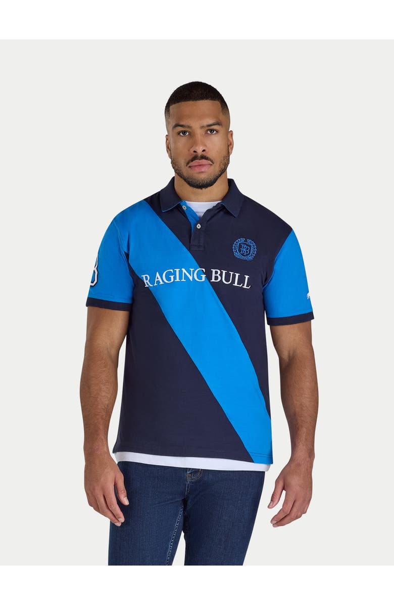 Raging Bull Diagonal Stripe Polo Shirt, Main, color, Navy
