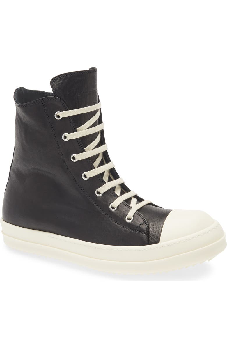 Rick Owens Hollywood Leather High Top Sneaker, Main, color,