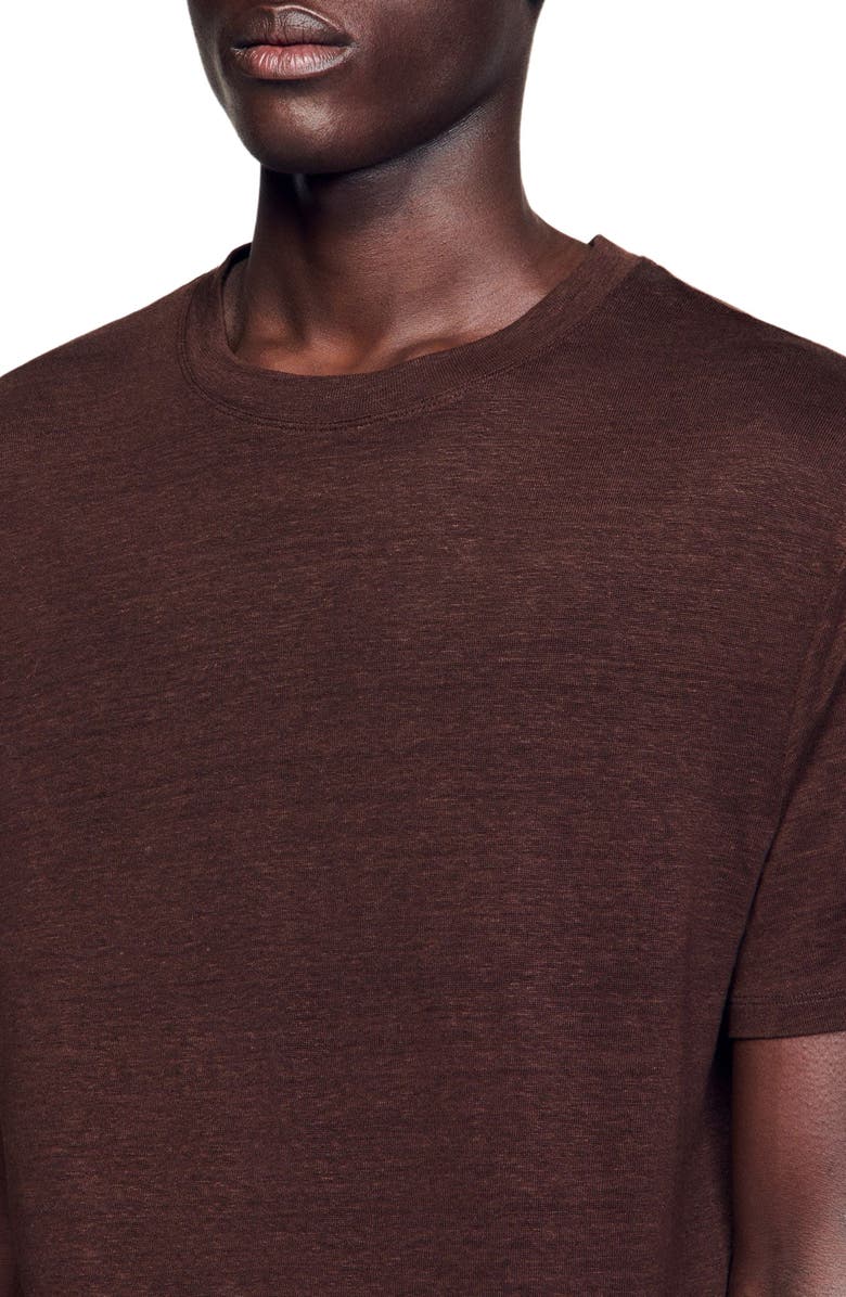 SANDRO Certified linen T-shirt, Alternate, color, Moka.