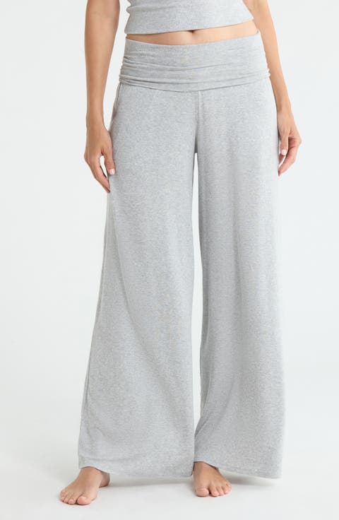Rib Foldover Waist Pajama Pants