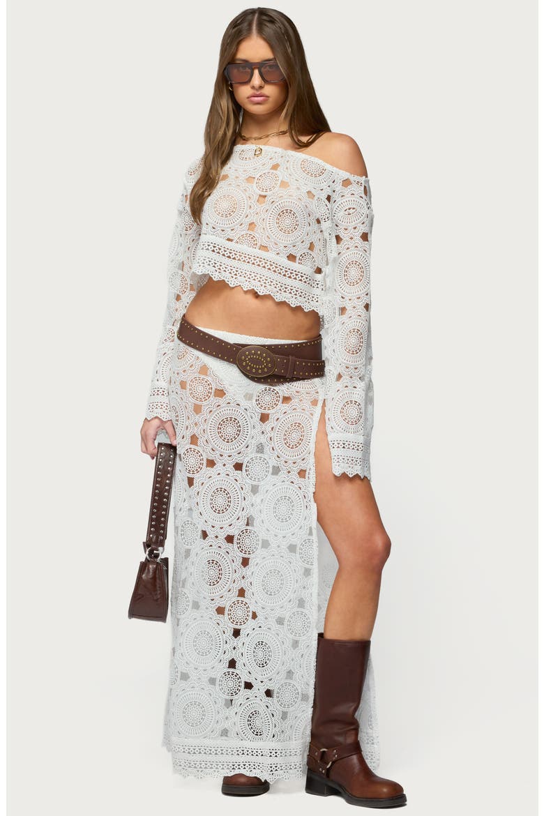 Milana Sheer Lace Maxi Skirt, Alternate, color, WHITE