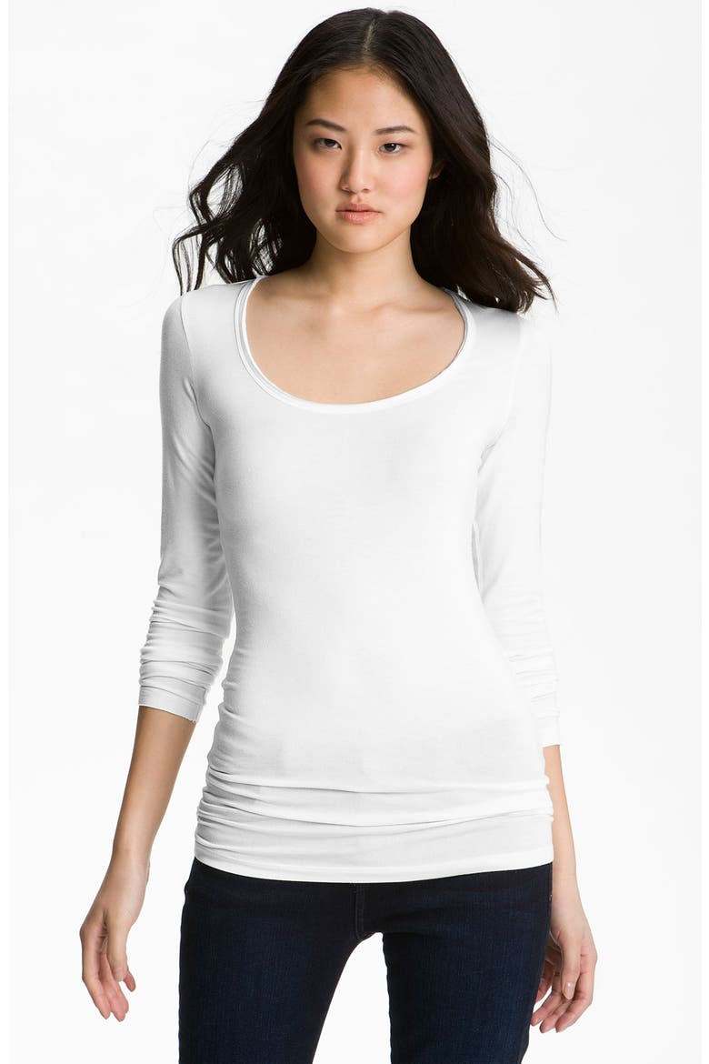 Scoop Neck Tee, Main, color, WHITE