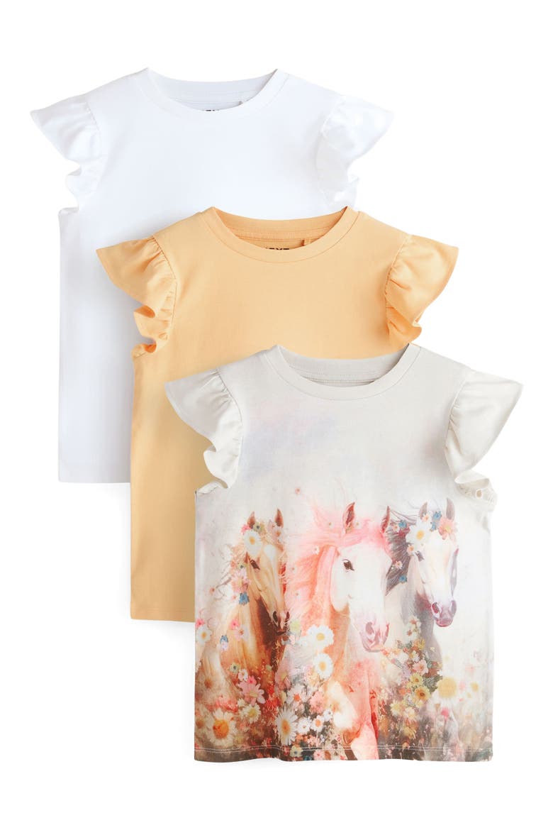 Kids' 3-Pack Assorted Flutter Sleeve T-Shirts, Main, color, WHITE MULTI