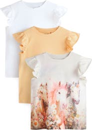 NEXT Kids' 3-Pack Assorted Flutter Sleeve T-Shirts