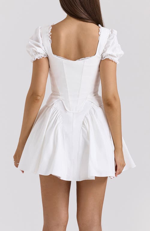 Shop House Of Cb Lili B Puff Sleeve Minidress In Cloud Dancer