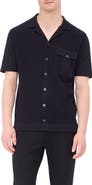 Bugatchi Camp Collar Short Sleeve Cotton & Silk Shirt Sweater