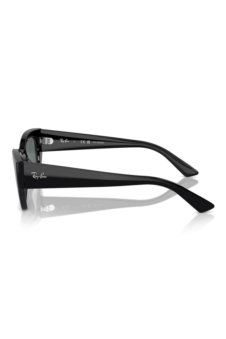 Zena 49mm Polarized Small Geometric Sunglasses, Alternate, color, BLACK