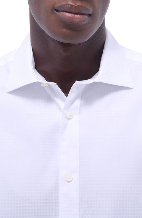 Bugatchi Axel Shaped Fit Jacquard Button-up Shirt In White