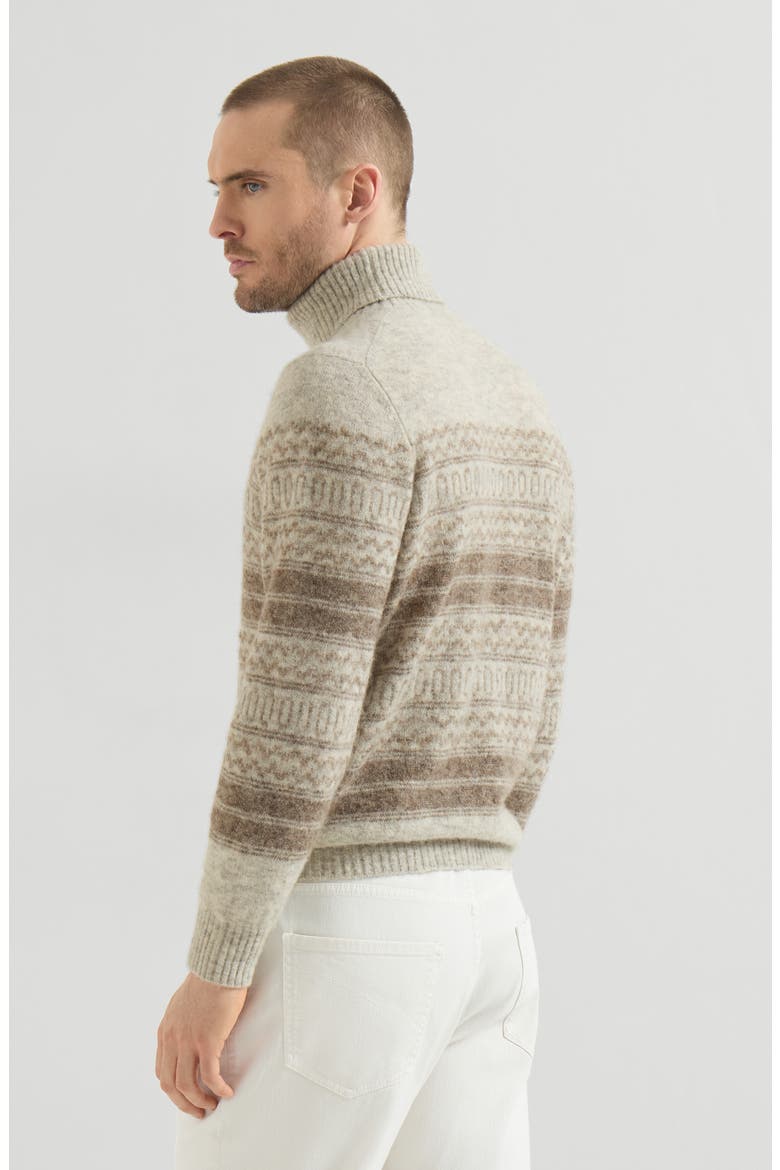 Alpaca, cashmere and wool nordic jacquard turtleneck sweater, Alternate, color, Chestnut