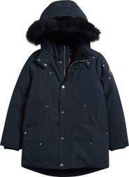 Moose Knuckles Kids' Down Parka with Removable Genuine Shearling Trim Hood