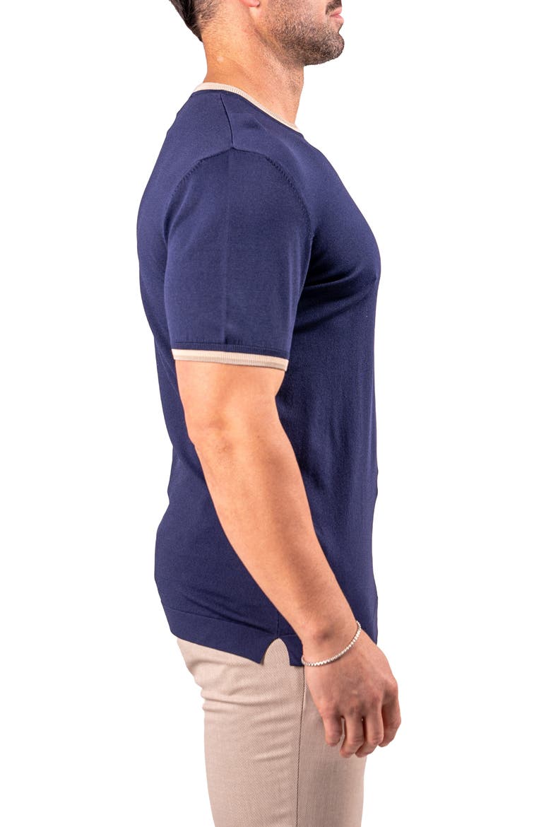 Tipped Short Sleeve Sweater, Alternate, color, BLUE