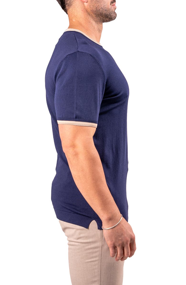 Maceoo Tipped Short Sleeve Sweater, Alternate, color, Blue