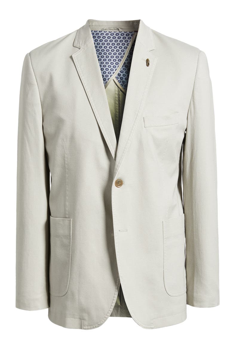 Washed Cotton Stretch Dobby Sport Coat, Alternate, color, STONE