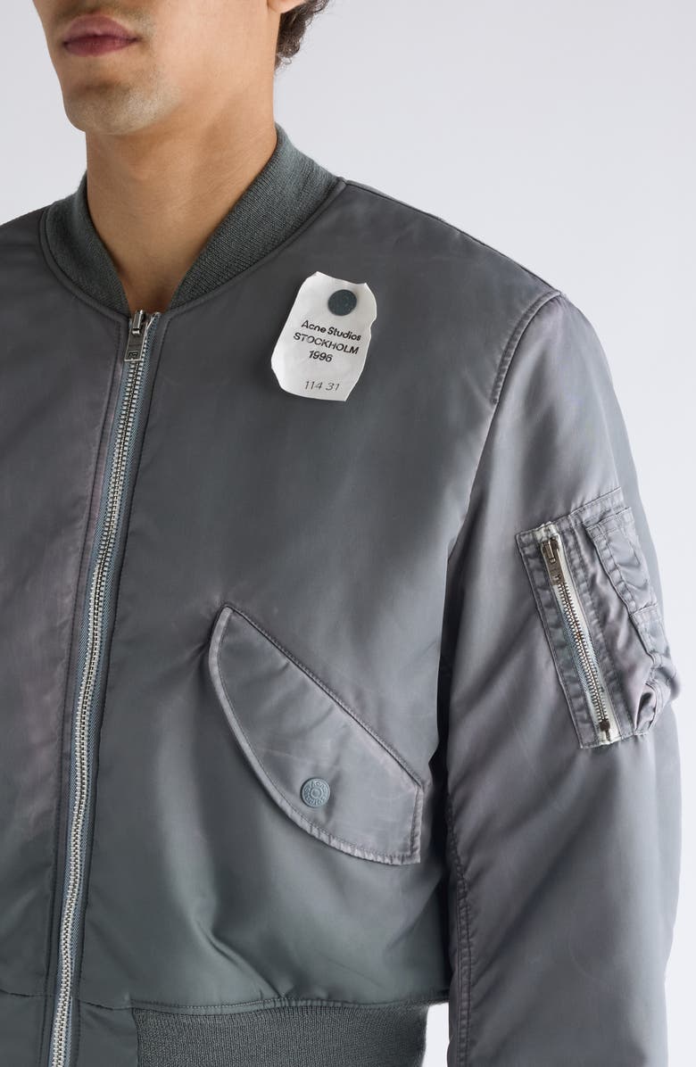 Acne Studios Orby Nylon Twill Bomber Jacket, Alternate, color, Stone Grey
