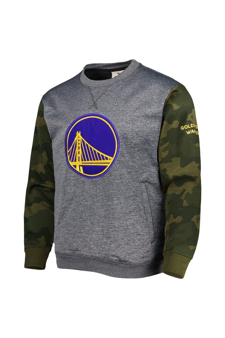 Men's Fanatics Branded Heather Charcoal Golden State Warriors Camo Stitched Sweatshirt, Alternate, color, Heather Charcoal