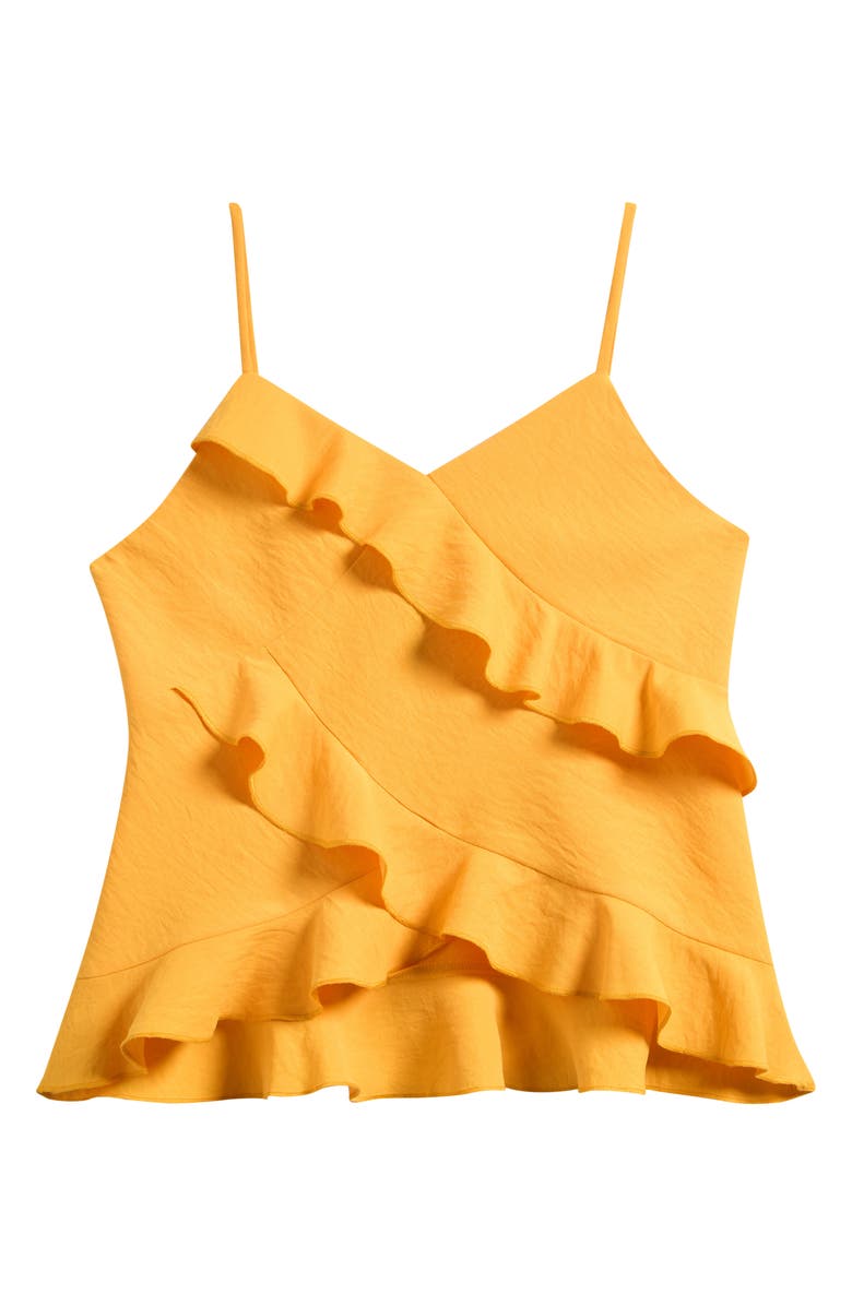 Good Luck Girl Kids' Ruffle Satin Tank, Main, color, Mango