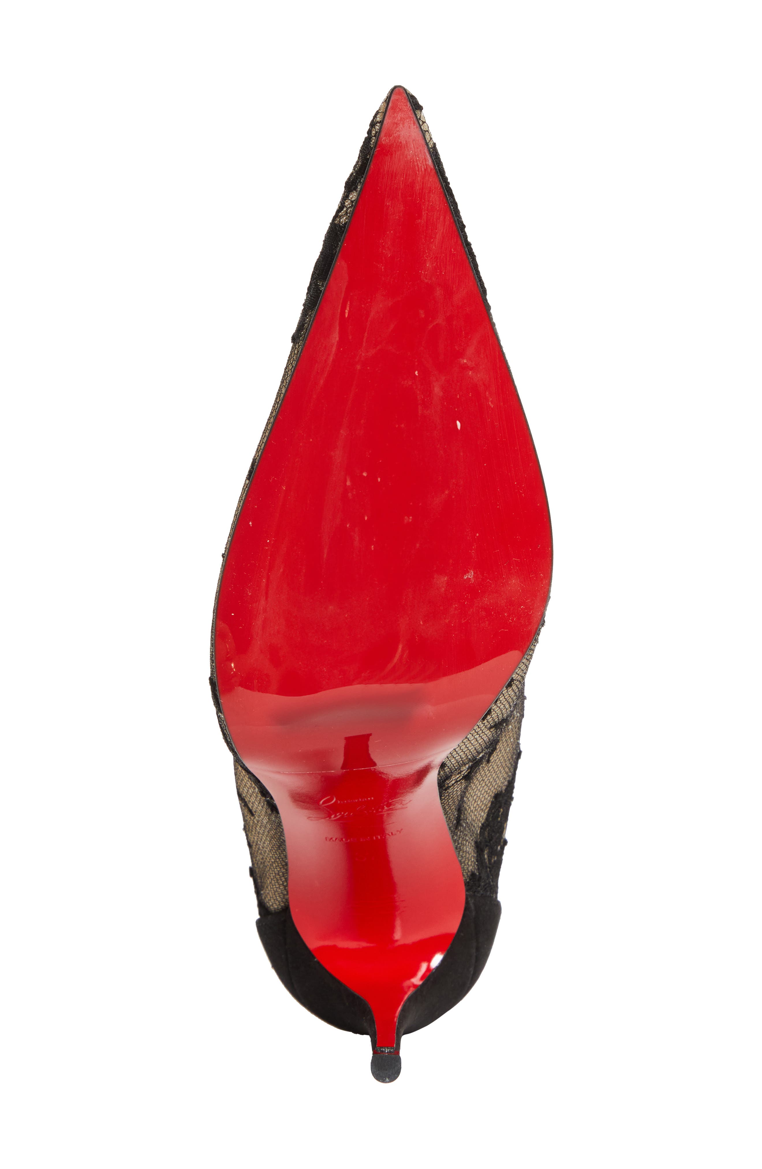 Christian Louboutin Lace Bootie, Alternate, color, Black