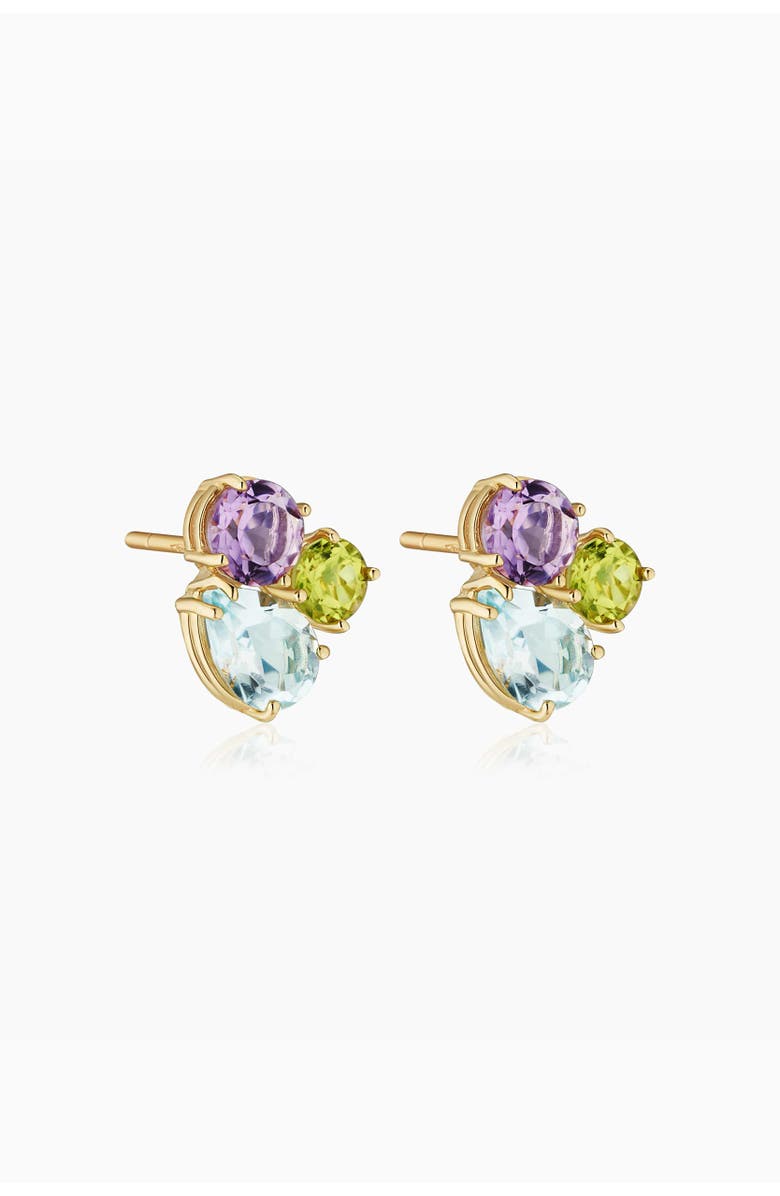 Oradina 14K Yellow Gold Regal Cluster Studs, Alternate, color, 14K Yellow Gold, Multicolor