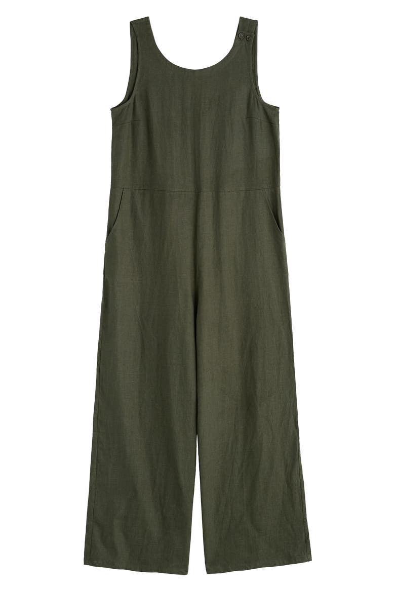 Salt Air Wide Leg Linen Jumpsuit, Alternate, color, BEECH