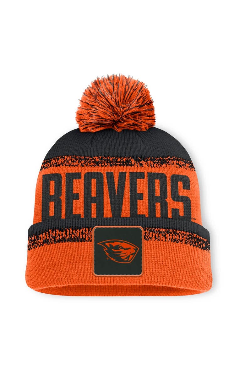 FANATICS Men's Fanatics Orange/Black Oregon State Beavers Thrive Cuffed Knit Hat with Pom, Main, color, Orange