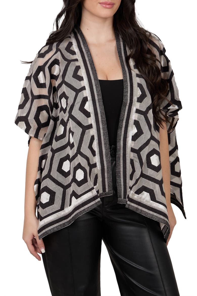Geo Poncho, Main, color, BLACK