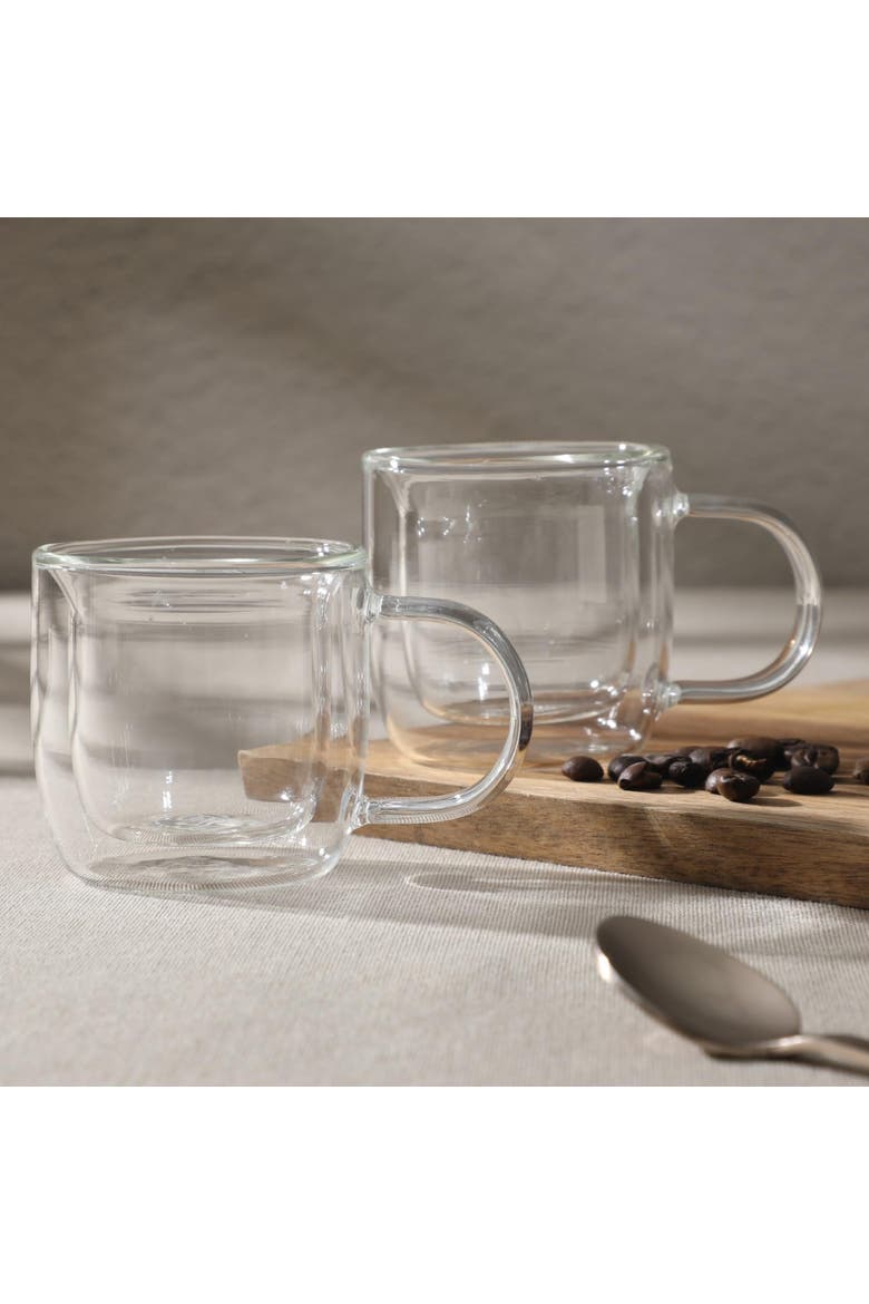 Salon Espresso 2 piece 3 Ounce Double Wall Insulated Glass Mug Set, Alternate, color, Clear