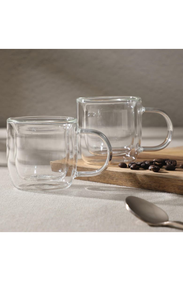 Mr. Coffee Salon Espresso 2 piece 3 Ounce Double Wall Insulated Glass Mug Set, Alternate, color, Clear