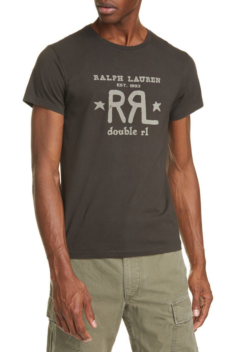 RRL Logo Graphic Tee, Main, color, FADED BLACK