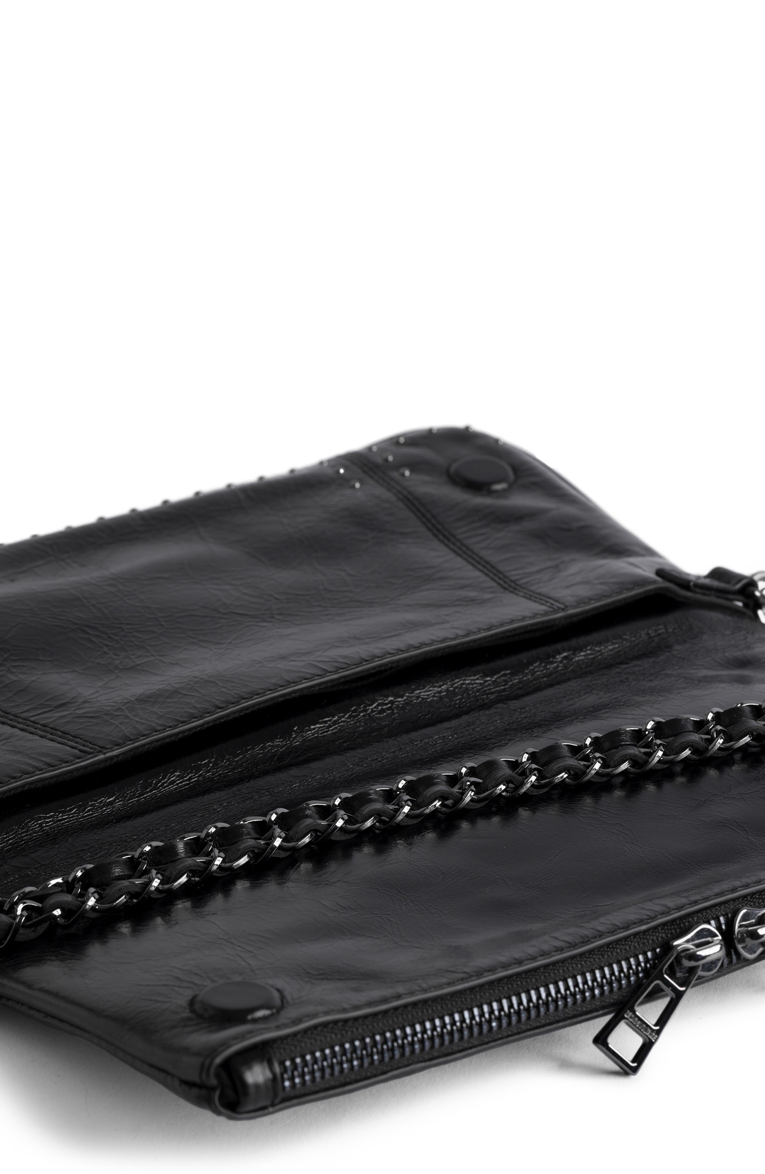 Zadig & Voltaire Rock Leather Crossbody Bag, Alternate, color, Black