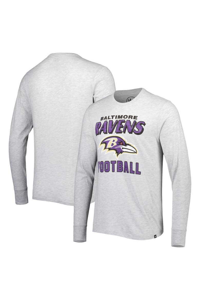 Men's '47 Heathered Gray Baltimore Ravens Dozer Franklin Long Sleeve T-Shirt, Main, color, Gray