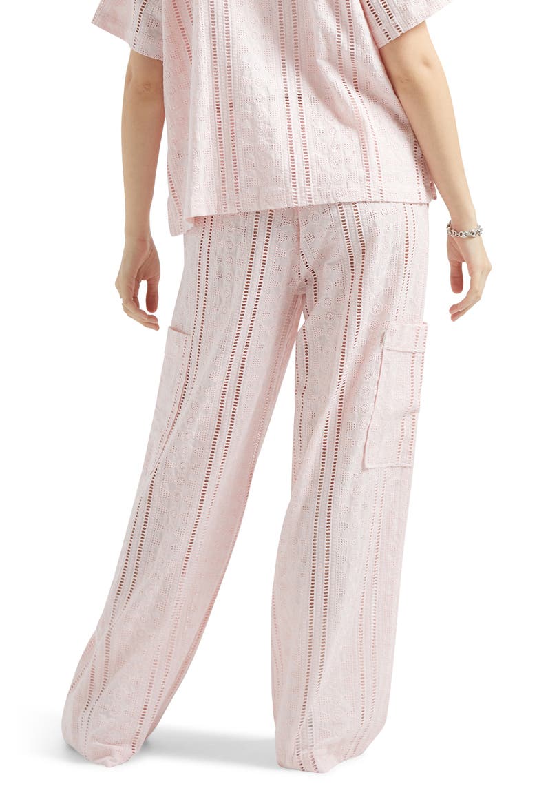 The Mercer Cotton Eyelet Wide Leg Pants, Alternate, color, CHALK PINK