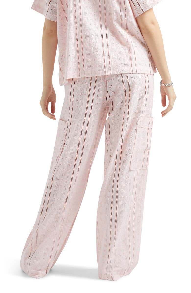 Brixton The Mercer Cotton Eyelet Wide Leg Pants, Alternate, color, Chalk Pink