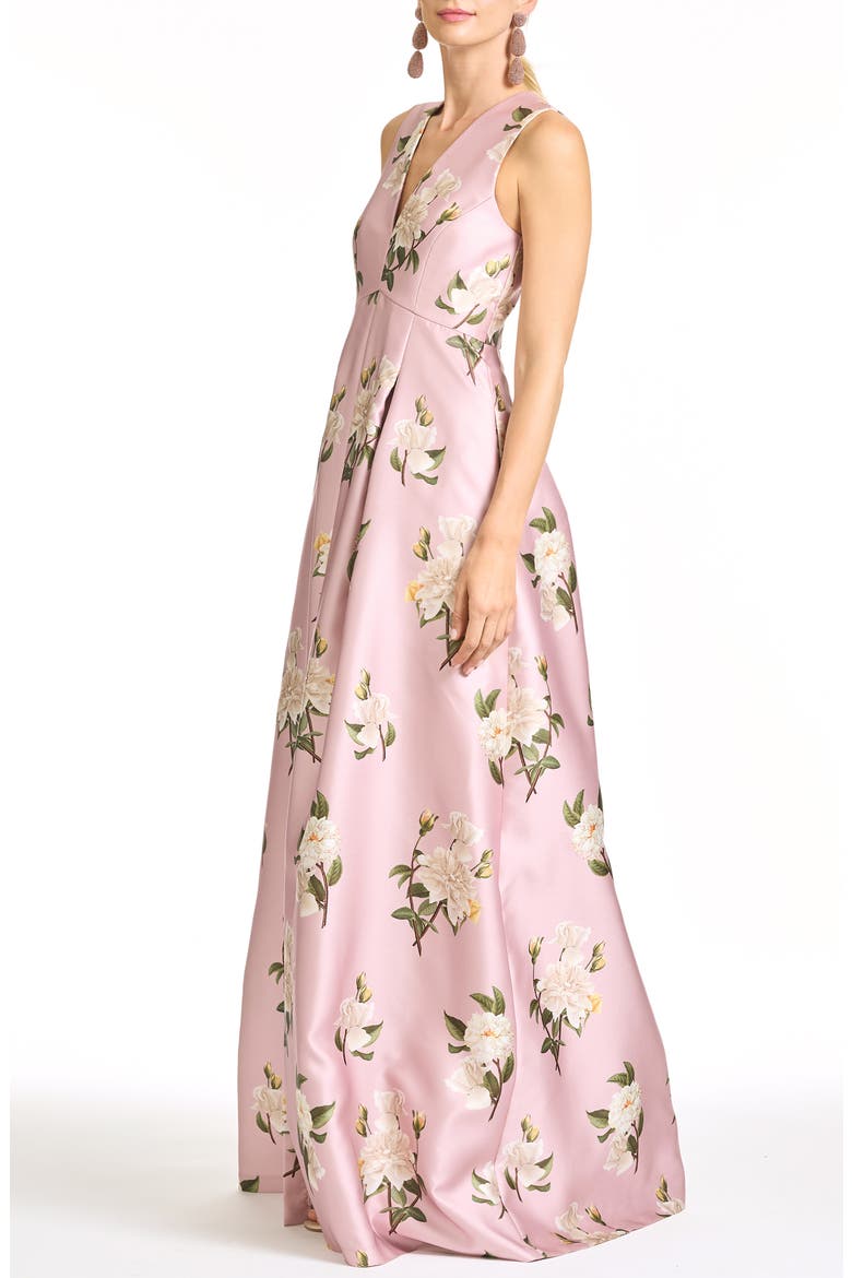 Brooklynne Floral Sleeveless Gown, Alternate, color, ROSE QUARTZ TEA
