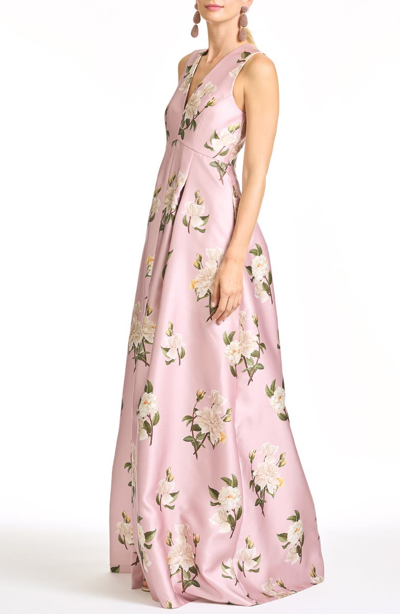 Sachin & Babi Brooklynne Floral Sleeveless Gown, Alternate, color, Rose Quartz Tea