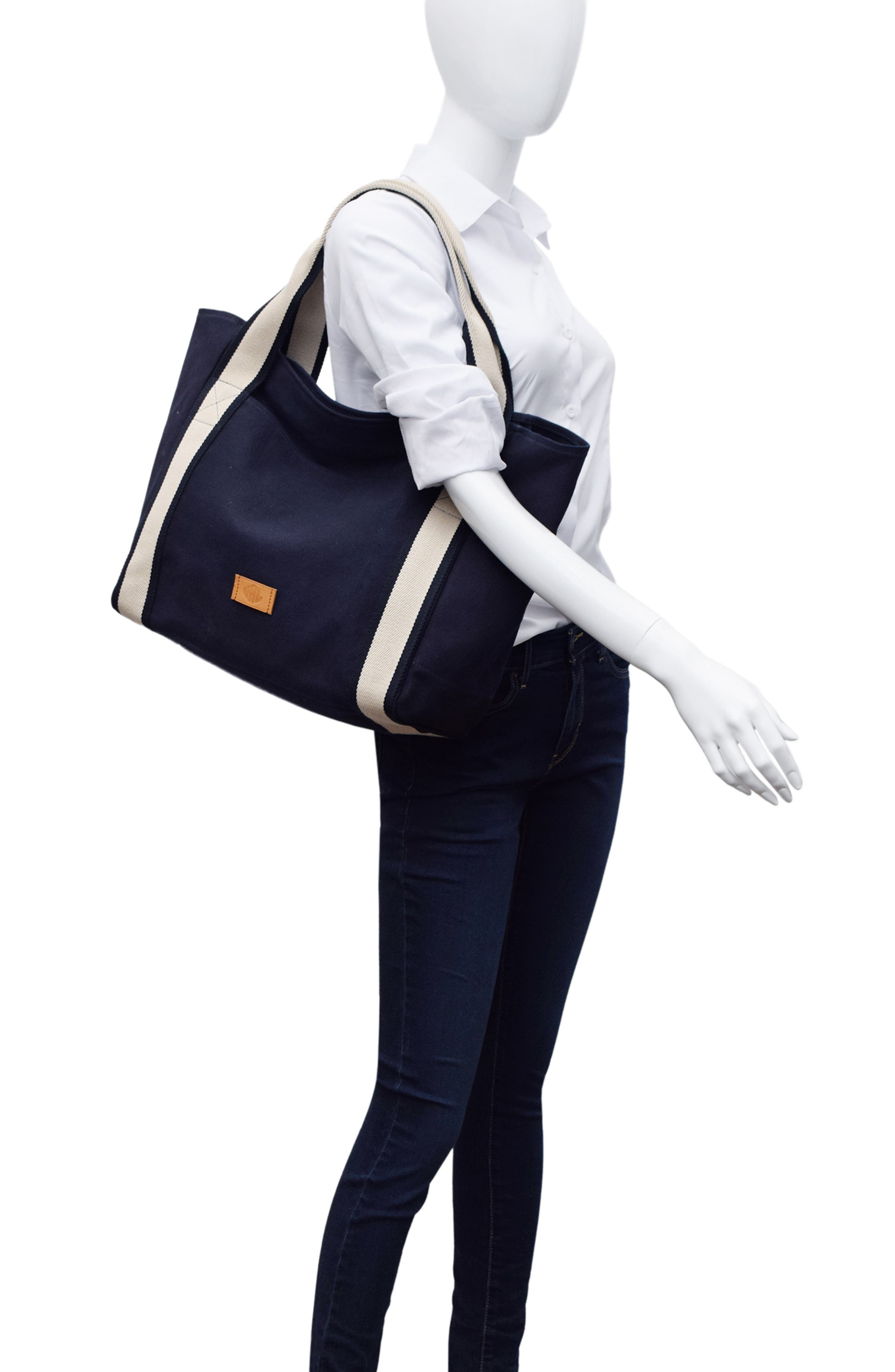 New Amsterdam Leatherworks Large Liliana Canvas Tote, Alternate, color, Midnight/ Ivory