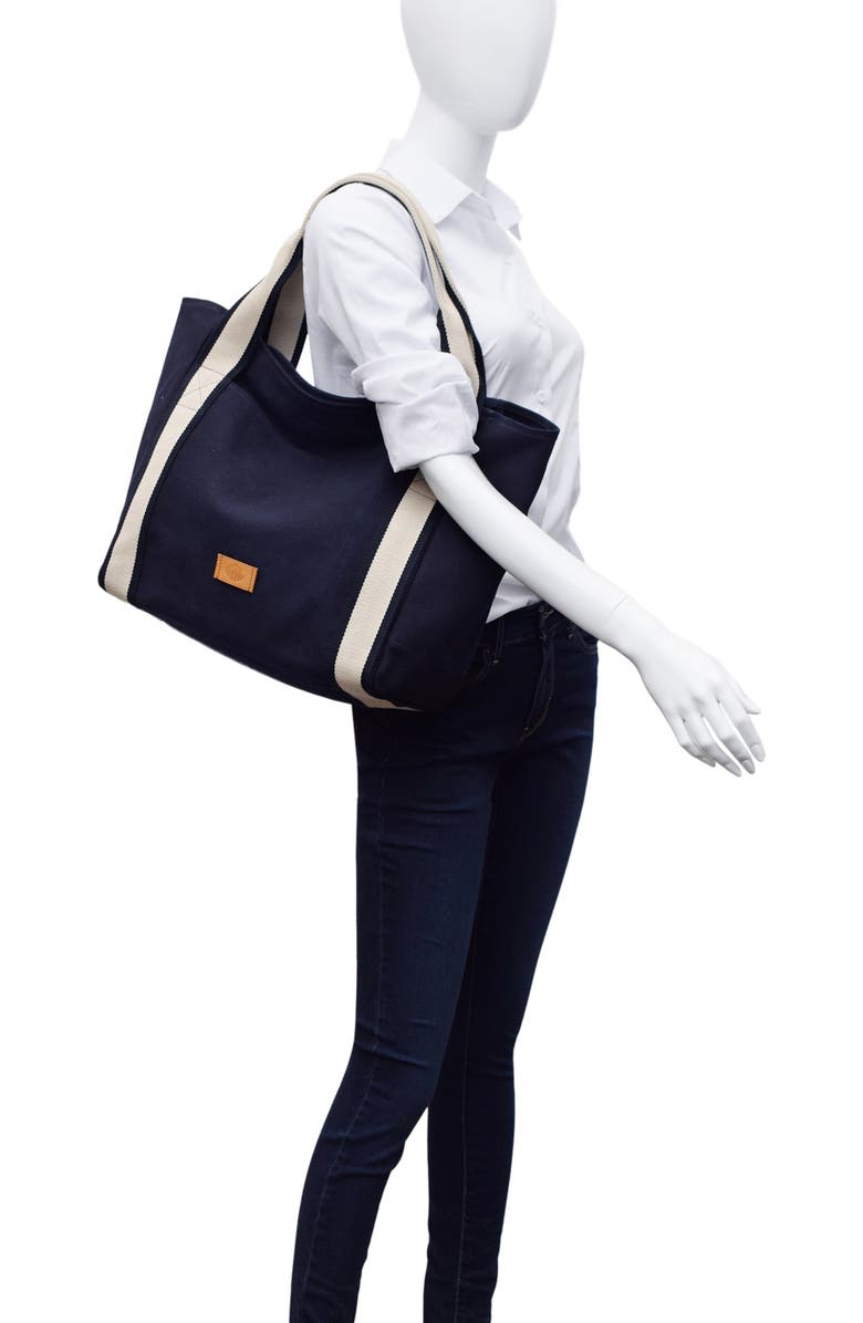 New Amsterdam Leatherworks Large Liliana Canvas Tote, Alternate, color, Midnight/ Ivory