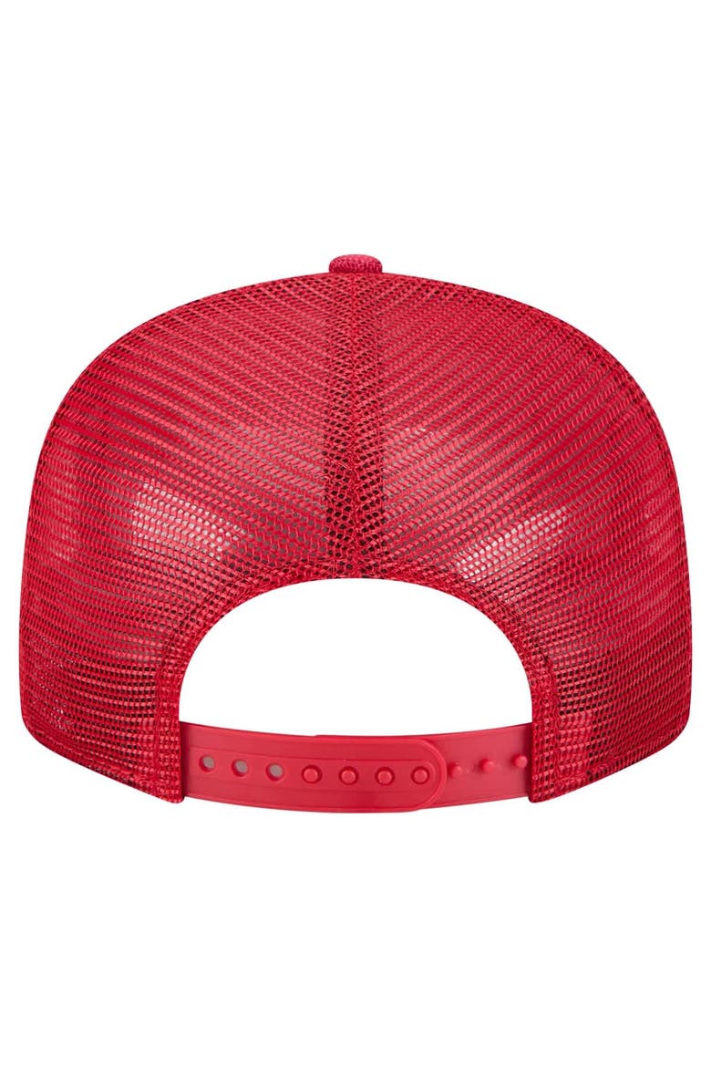 Men's New Era  Red Philadelphia Phillies Split Panel 9FIFTY Trucker Snapback, Alternate, color, Red