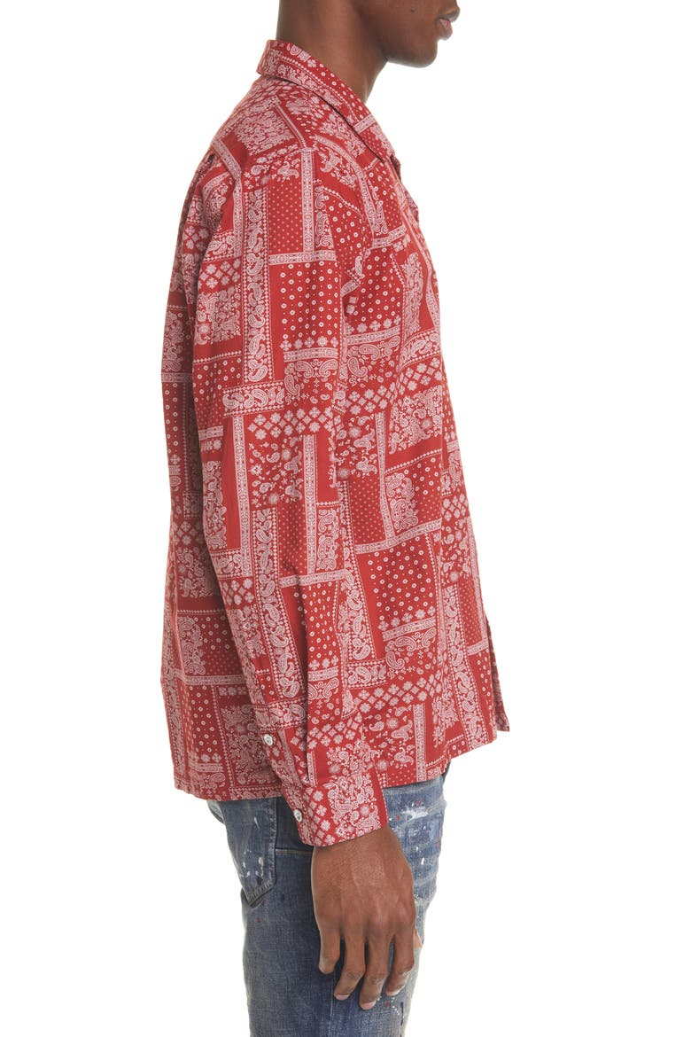 PURPLE Red Bandana Button-Up Shirt, Alternate, color, RED