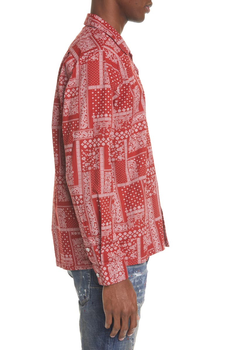 PURPLE BRAND PURPLE Red Bandana Button-Up Shirt, Alternate, color,